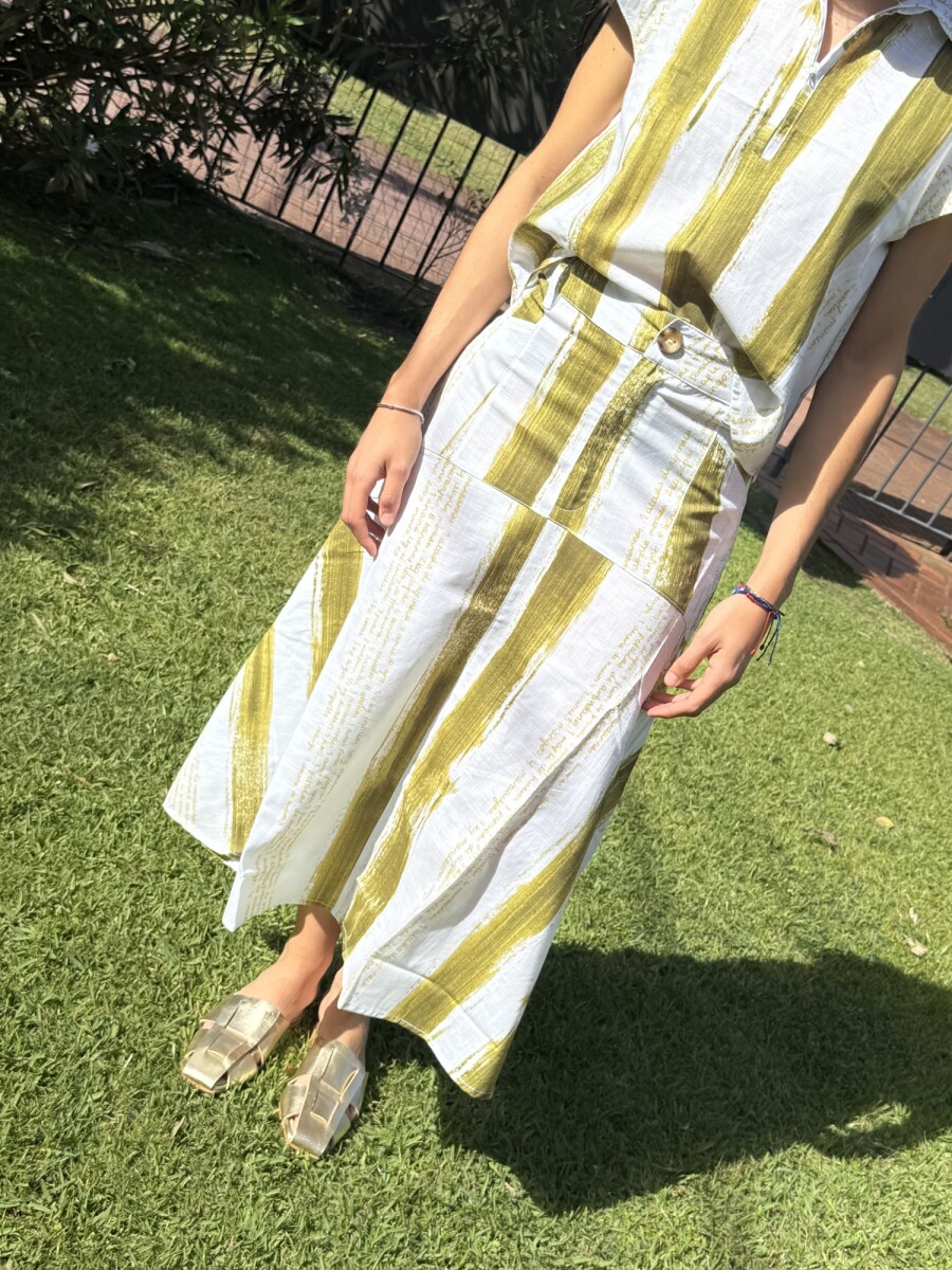 FALDA POMELA PRINT - Rayas Pistac 