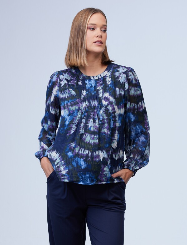 Blusa Gasa Shibori MULTI/AZUL