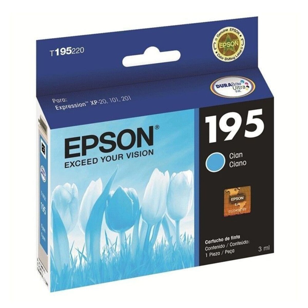 EPSON T195220 CYAN XP-101 XP-201 XP-211 3 ML - Epson T195220 Cyan Xp-101 Xp-201 Xp-211 3 Ml 