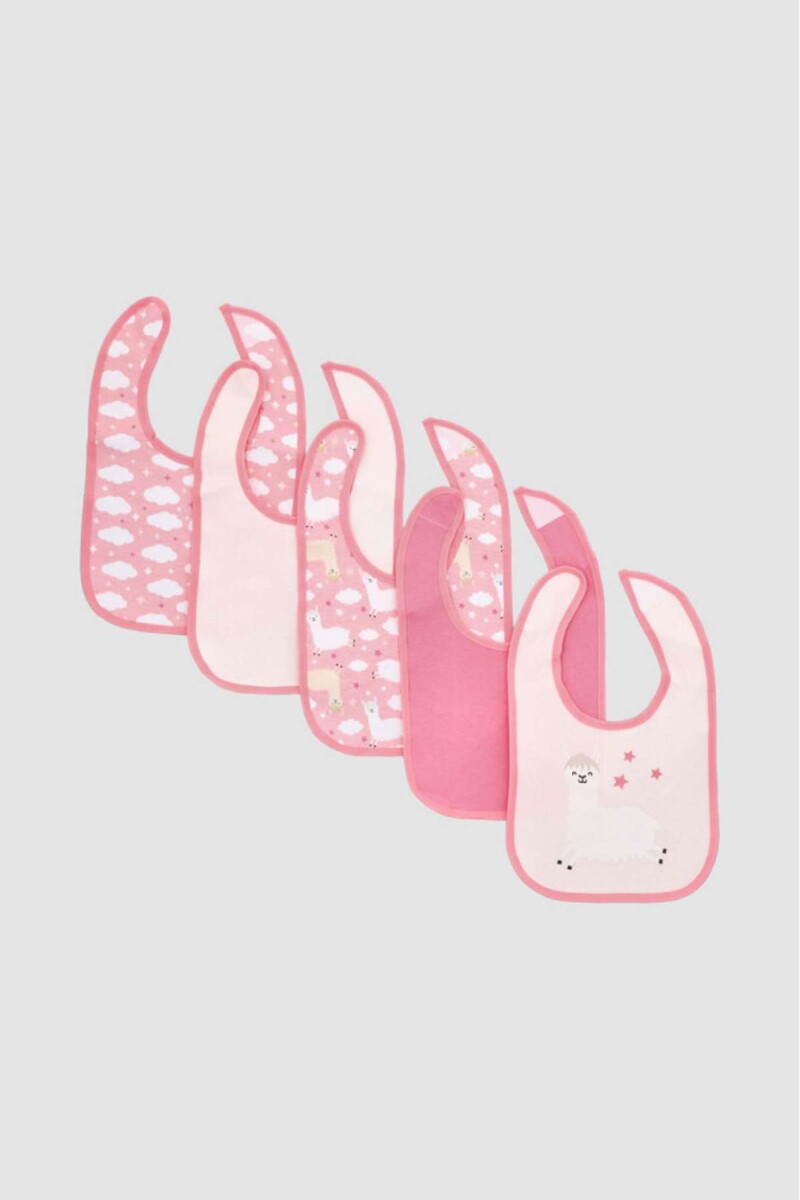 Set x5 babero para bebe ovejita - Rosado 