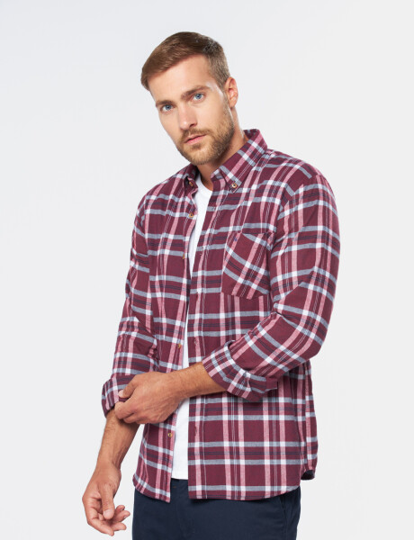 CAMISA LEÑADORA CUADROS Bordo
