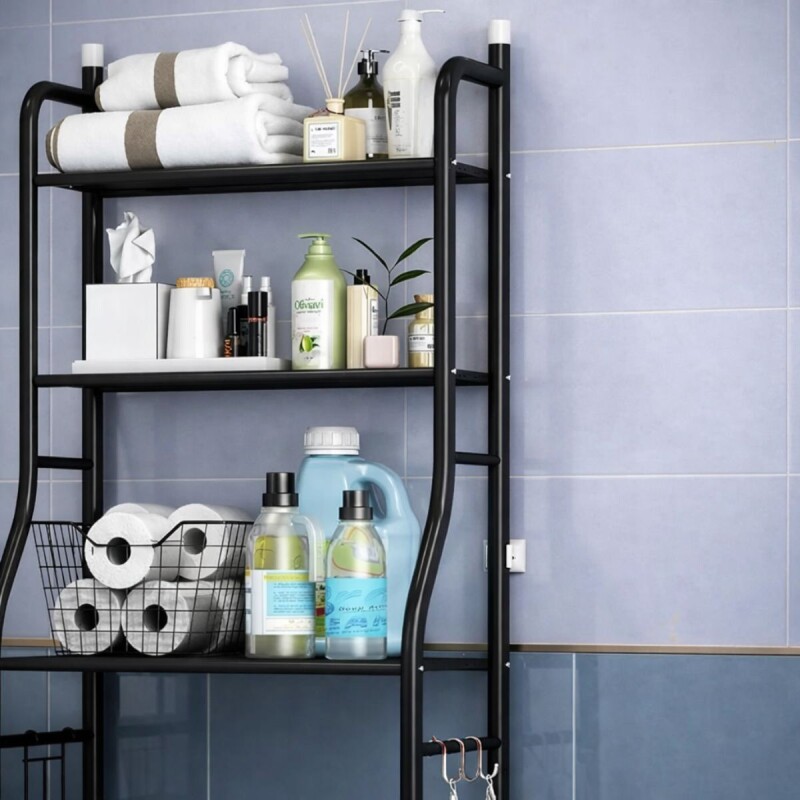 Estanteria Baño Inodoro Lavarropa Estante Organizador Negro Estanteria Baño Inodoro Lavarropa Estante Organizador Negro