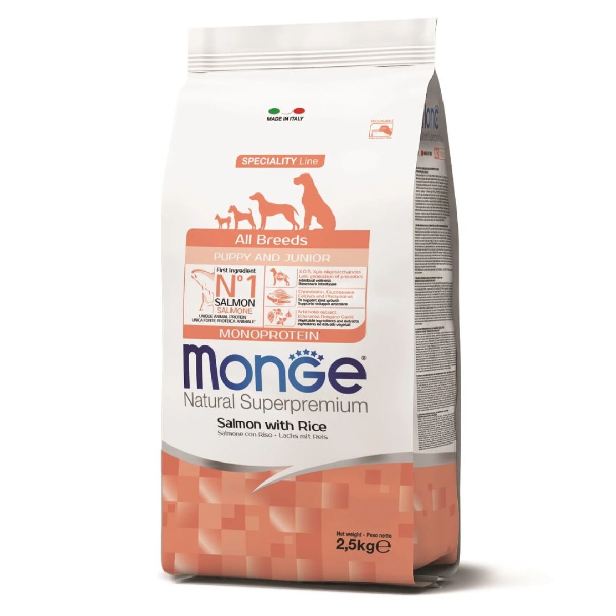 MONGE DOG ALL BREEDS ADULT SALMON MONOPROTEINA 2.5KG - Monge Dog All Breeds Adult Salmon Monoproteina 2.5kg 