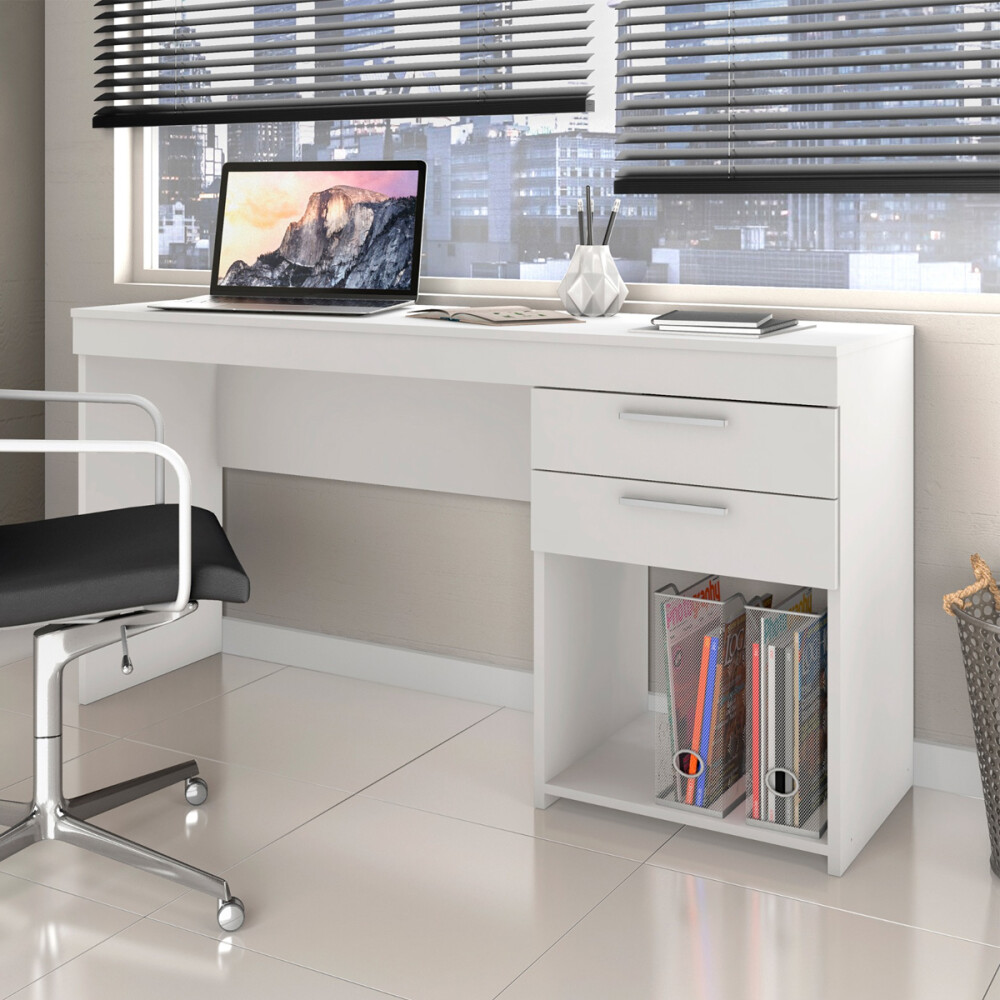 ESCRITORIO MESA PARA PC LAPTOP COMPUTADORA 2 CAJONES Y ESPACIO BLANCO