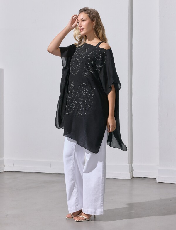Poncho Noche NEGRO/PLATEADO