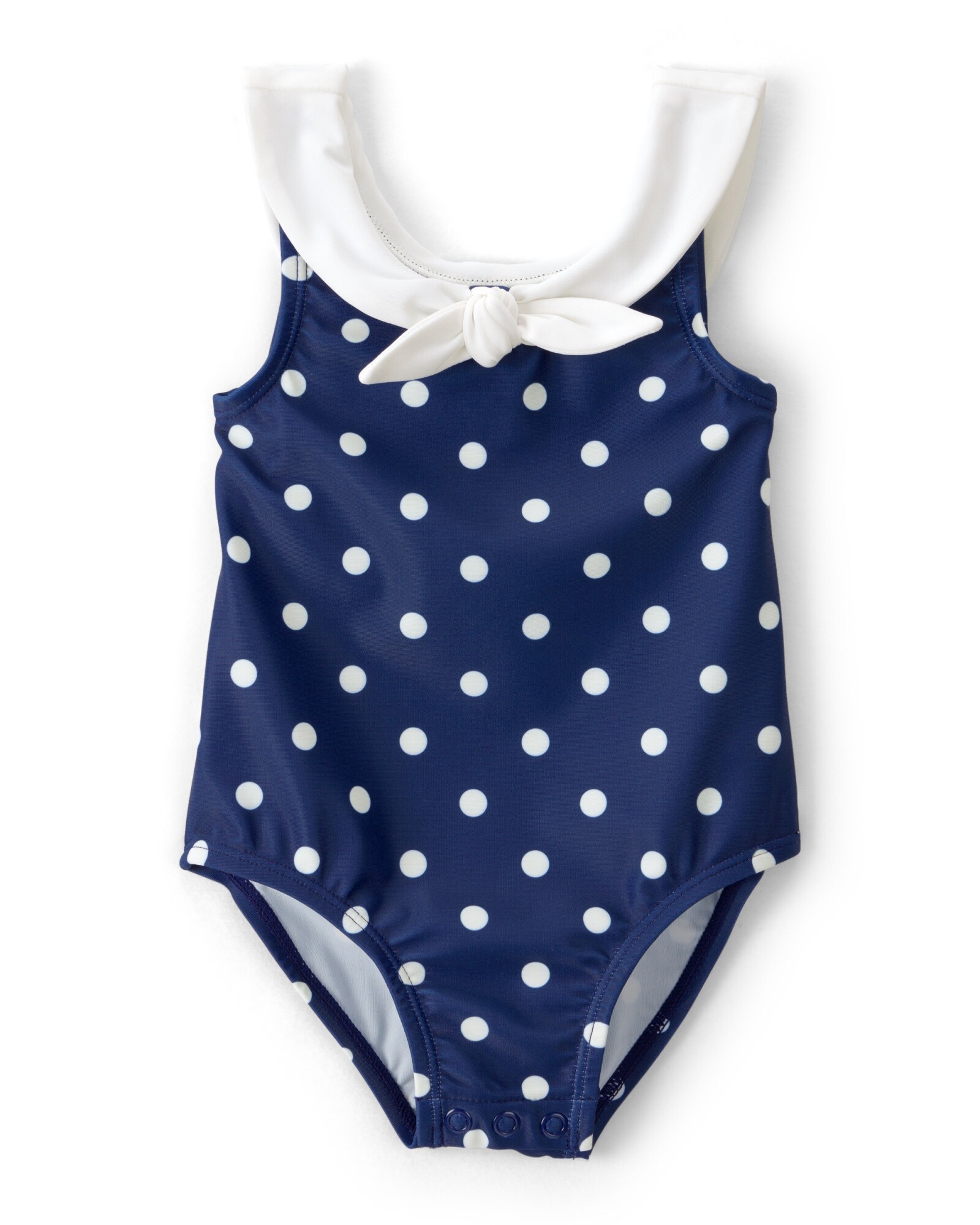 Malla de baño 1 pieza con protección UPF 50+, azul marino, diseño lunares. Talles 3-24M Sin color