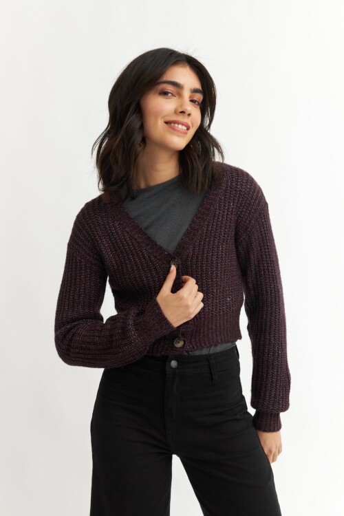 Cardigan con manga balloon BORDO