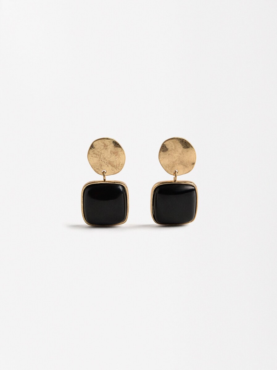 Pendientes Con Piedra - marron 