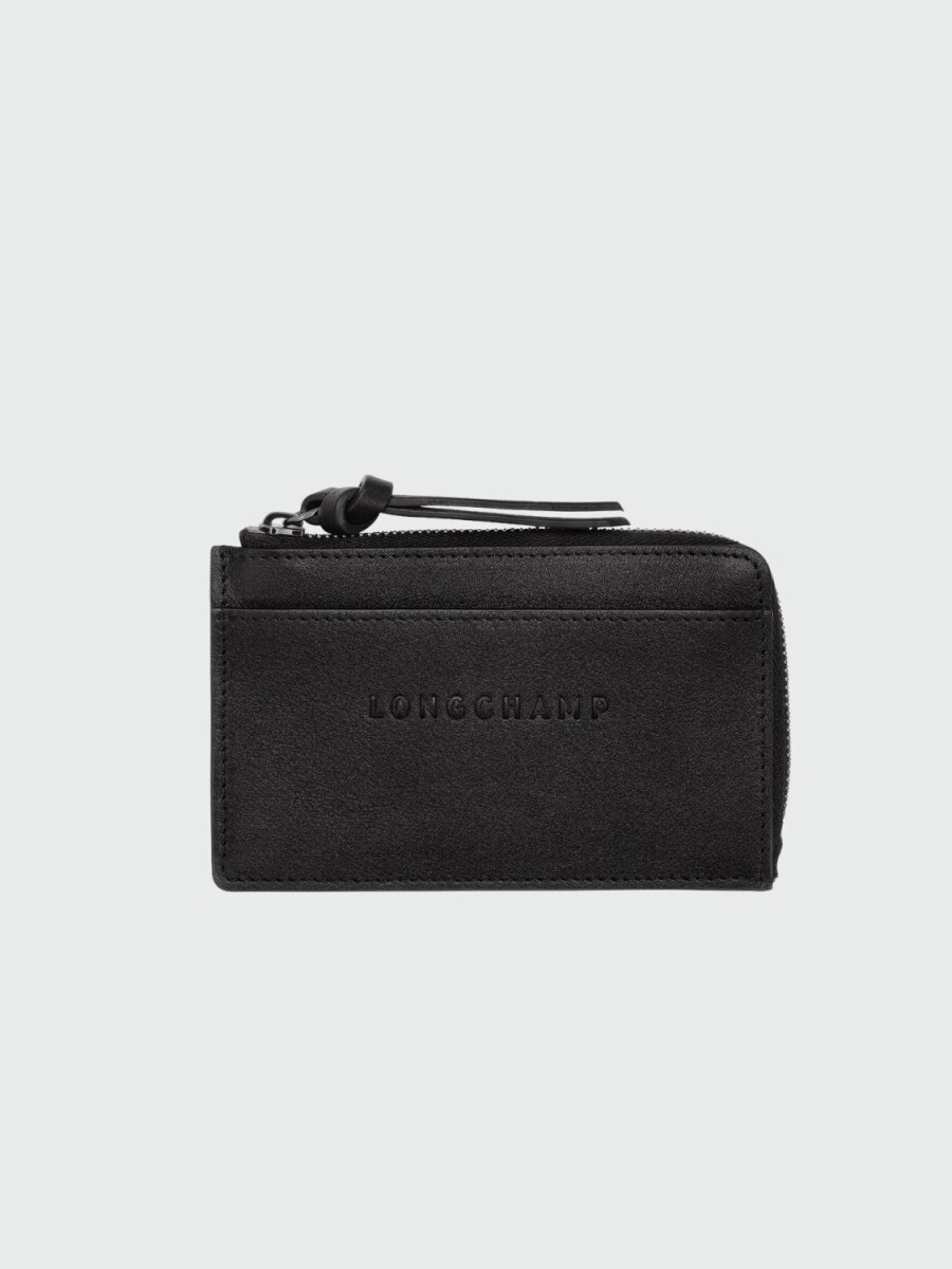 Longchamp - Tarjetero de cuero, 3D - Negro 