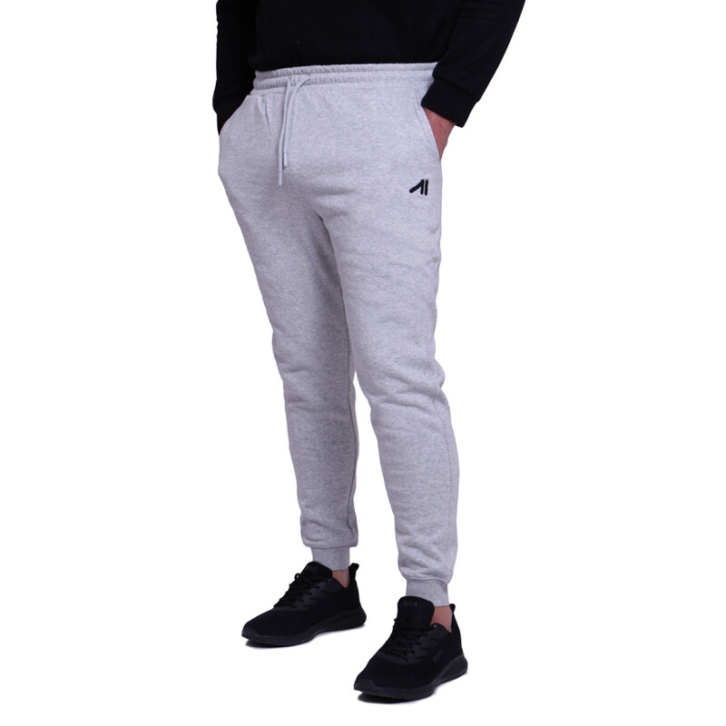 Pantalón Hombre Austral Con Puño Y Felpa Gris Melange