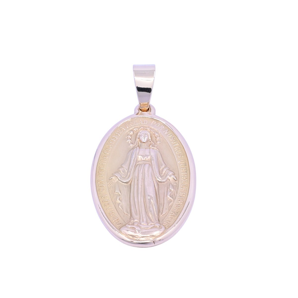 Medalla de oro 18k virgen milagrosa 5,2 cm x 2,5 cm 