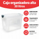 Set x3 Caja organizadora 30 lts Alta TRANSPARENTE