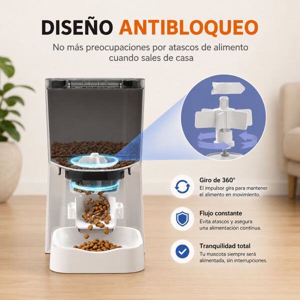 Dispensador Alimentador Mascotas Smart Inteligente Con Cámara 4lt Du4lb-vs ALIMENTADOR SMART C/CAMARA DU4LB-VS