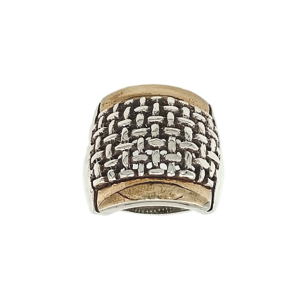 Anillo Calado-Plata y Oro-Sin Piedra-AN5044 sinpiedra