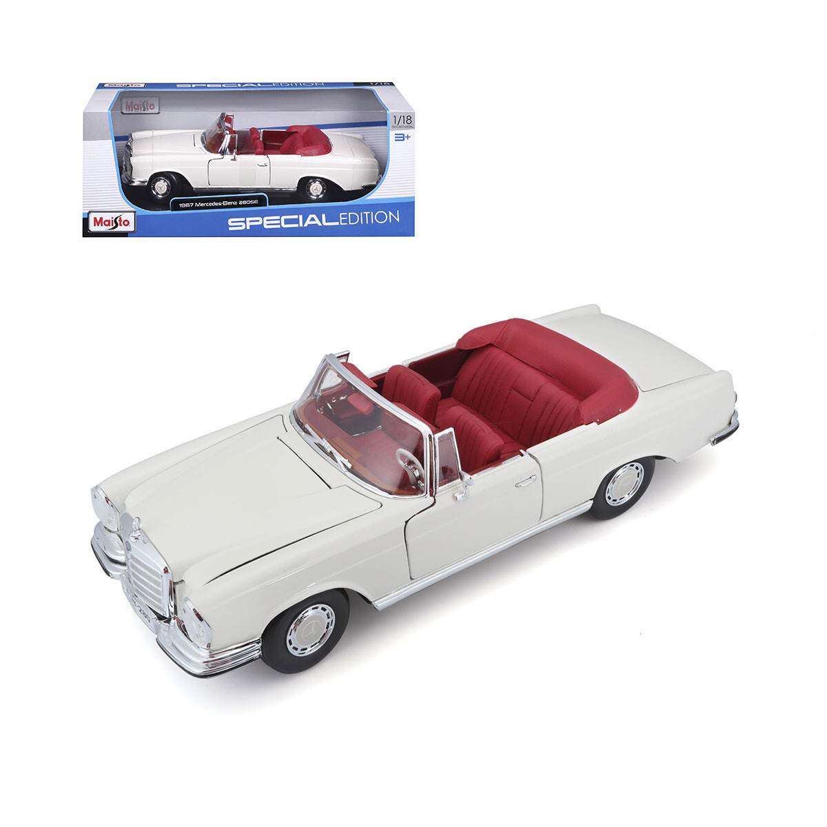 Auto de Colección Maisto 1967 Mercedes Bens 280SE Cabrio Escala 1:18 