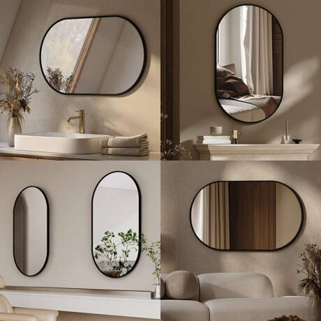 Espejo ovalado de pared Negro