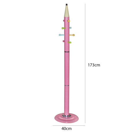 Perchero con Diseño de Lápiz de 173cm y 8 Ganchos Rosa