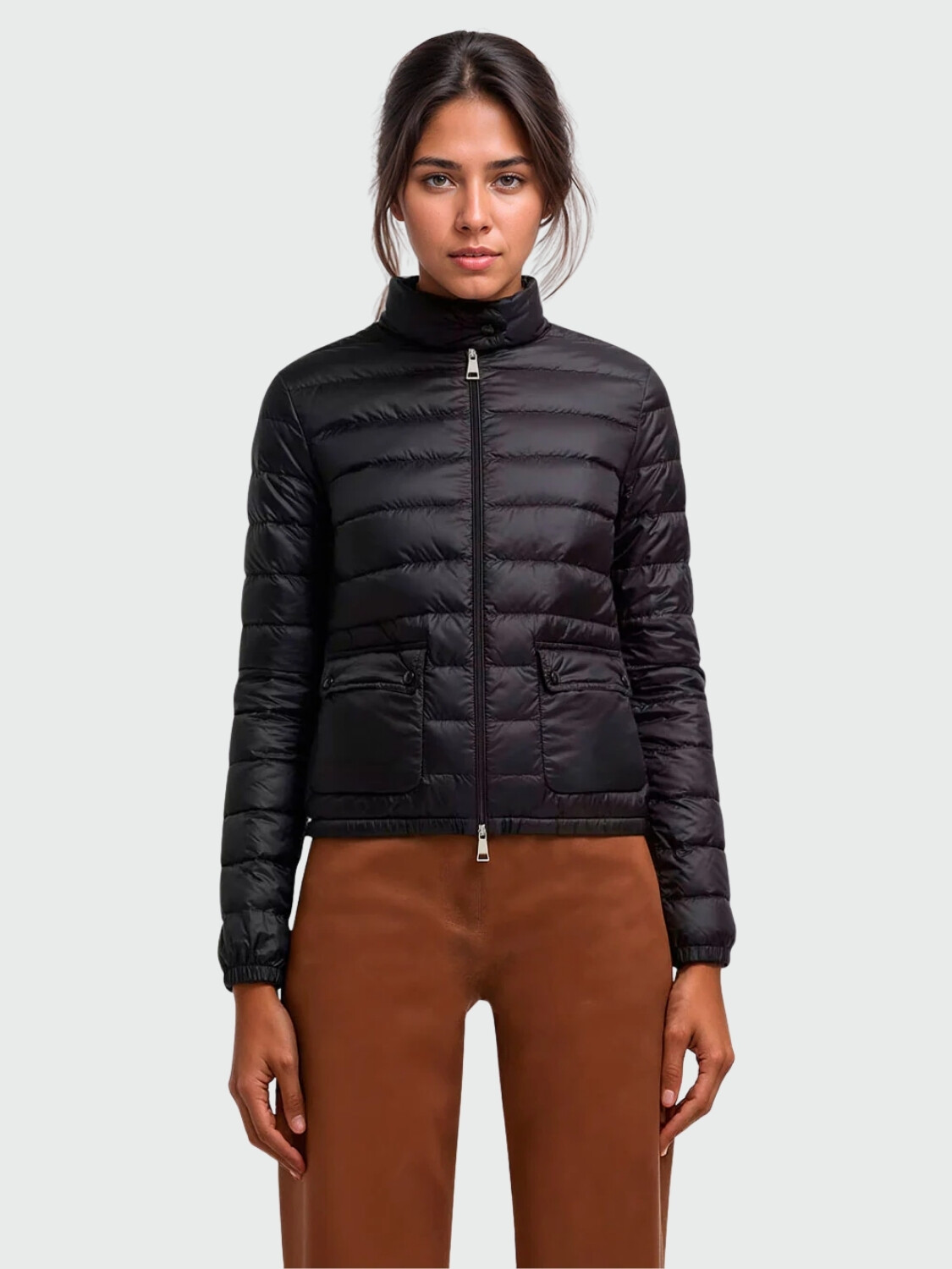 MONCLER - Campera Corta Lans Negro