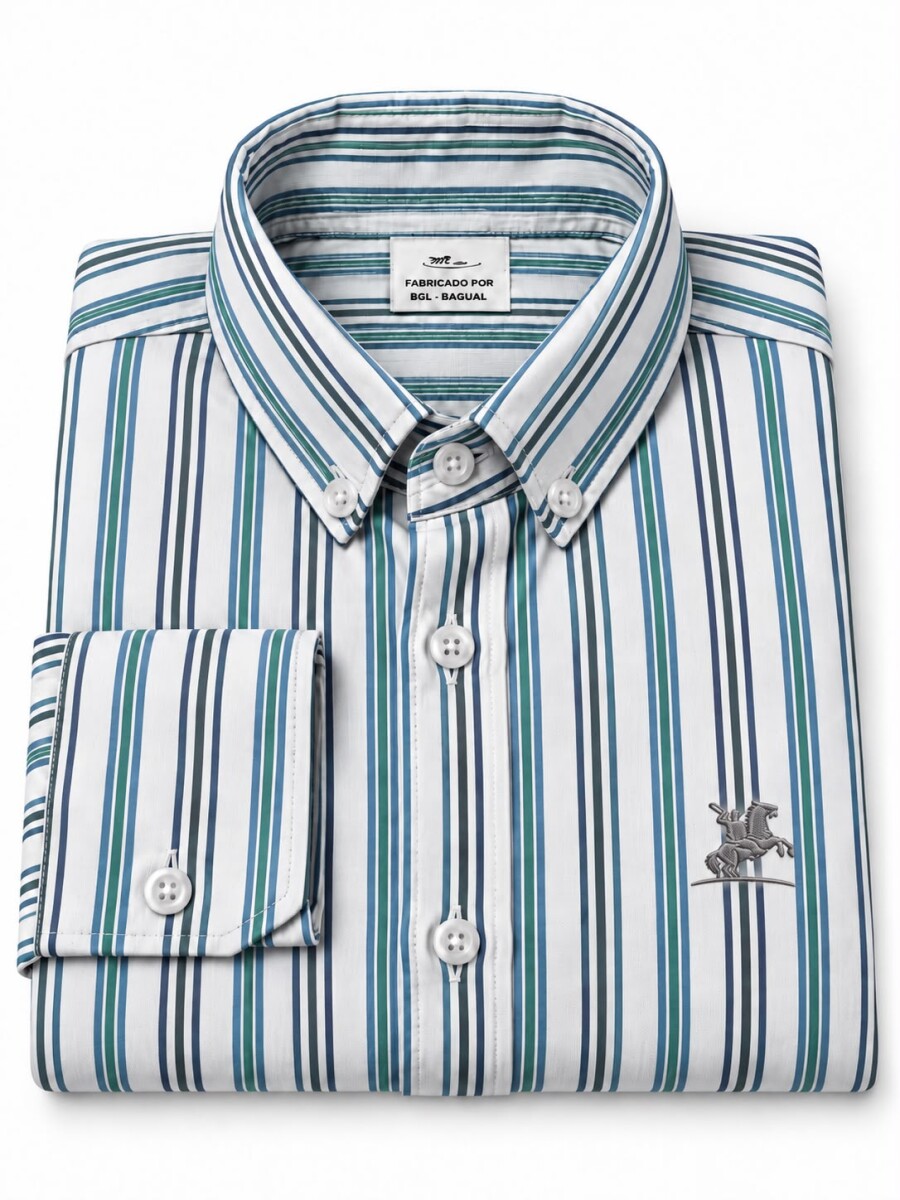 Camisa Caballero - rayas azules y celeste 