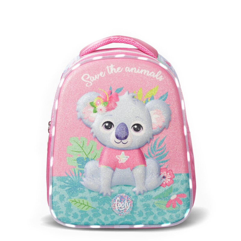 Mochila Footy Koala Relieve Rosa - Celeste - Verde Agua
