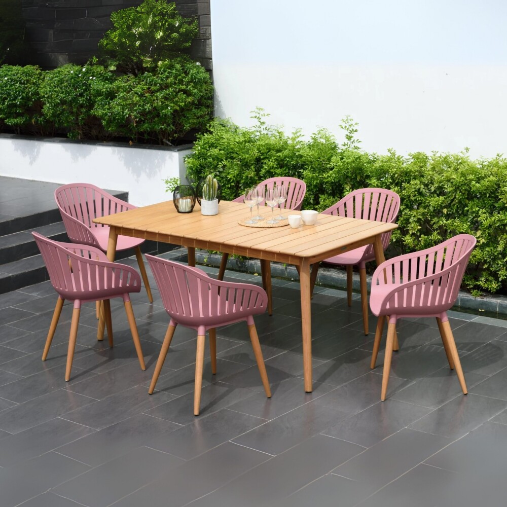 Juego de Jardin 6 sillas y Mesa - Nassau Rosa