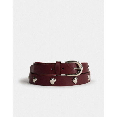 Cinturón Con Tachas Corazón Rojo Burdeaux