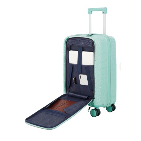 Valija Carry On con bolsillo para laptop Verde agua