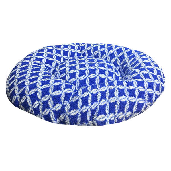 Cama Colchon Perro Gato Grande Redondo Puff Comodo 70 Cm Variante Color Azul con Rombos