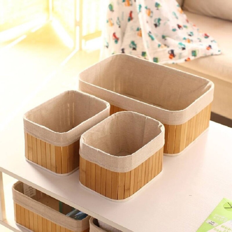 Set x3 cestos organizadores de bambú Set x3 cestos organizadores de bambú