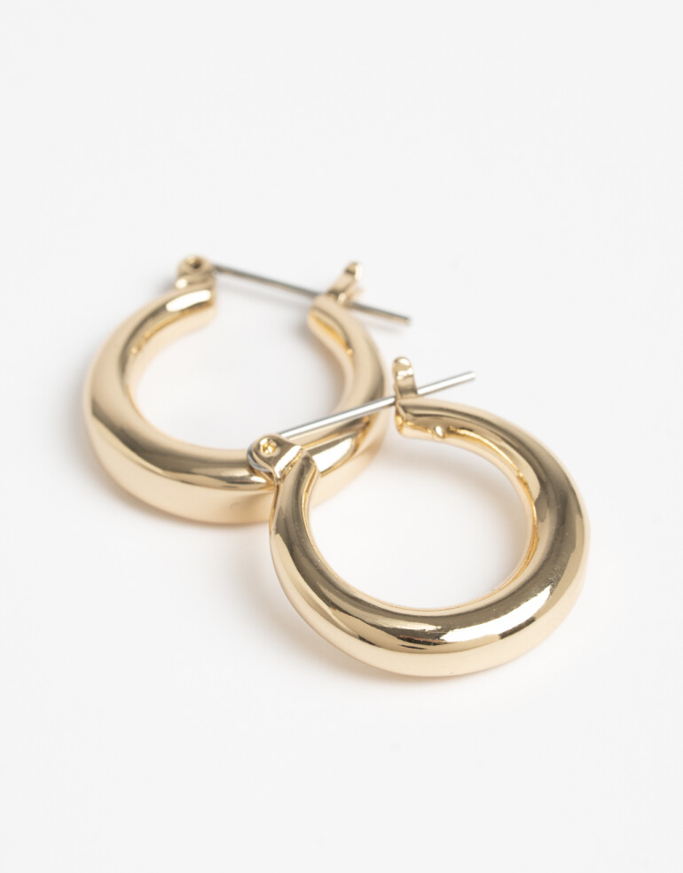 Aros Argollas Metal Argollas Doradas Bañadas En Oro - Dorado