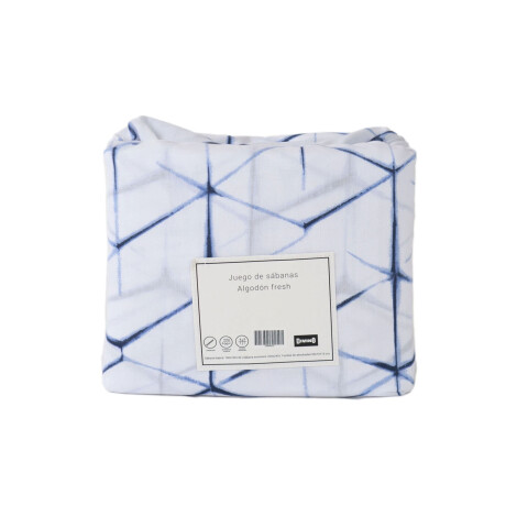 JUEGO DE SABANAS QUEEN ALGODON-Y-POLIESTER AZUL SHIBORI
