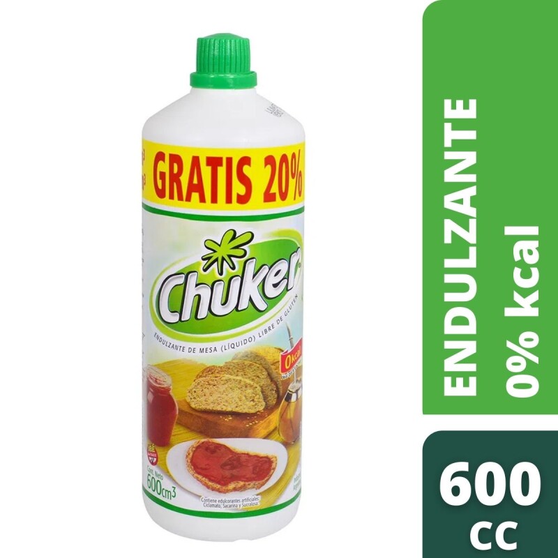 Endulzante Chuker Líquido 600 cc Gratis 20% Endulzante Chuker Líquido 600 cc Gratis 20%