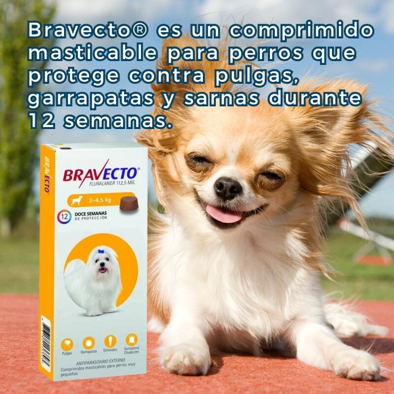 BRAVECTO ANTIPULGAS Y ANTIGARRAPATAS 2 A 4.5 KG