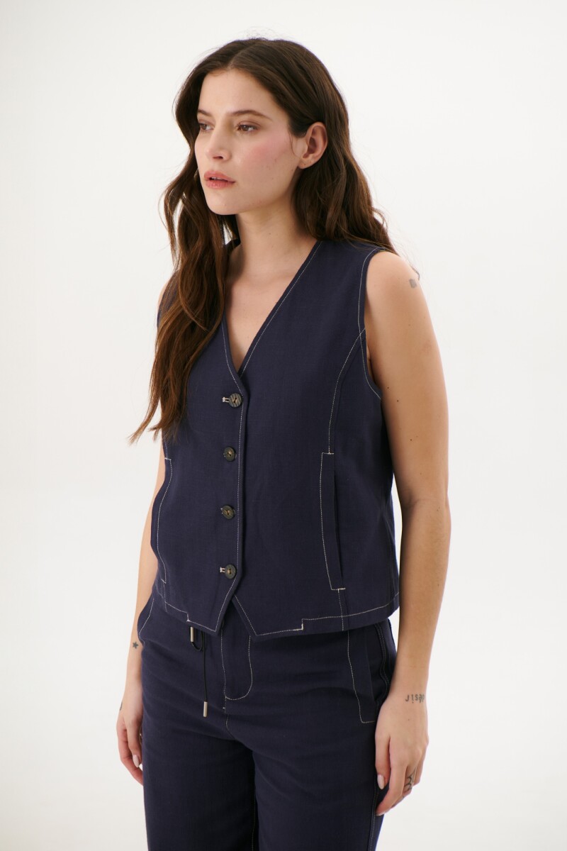 CHALECO LINO ART AZUL