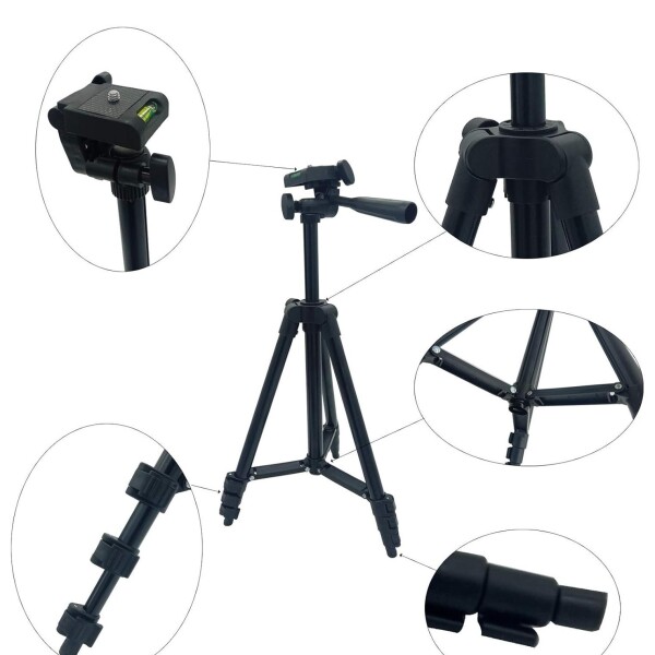 Tripode Profesional Celular 360° Pies De Goma + Estuche Variante Color Negro