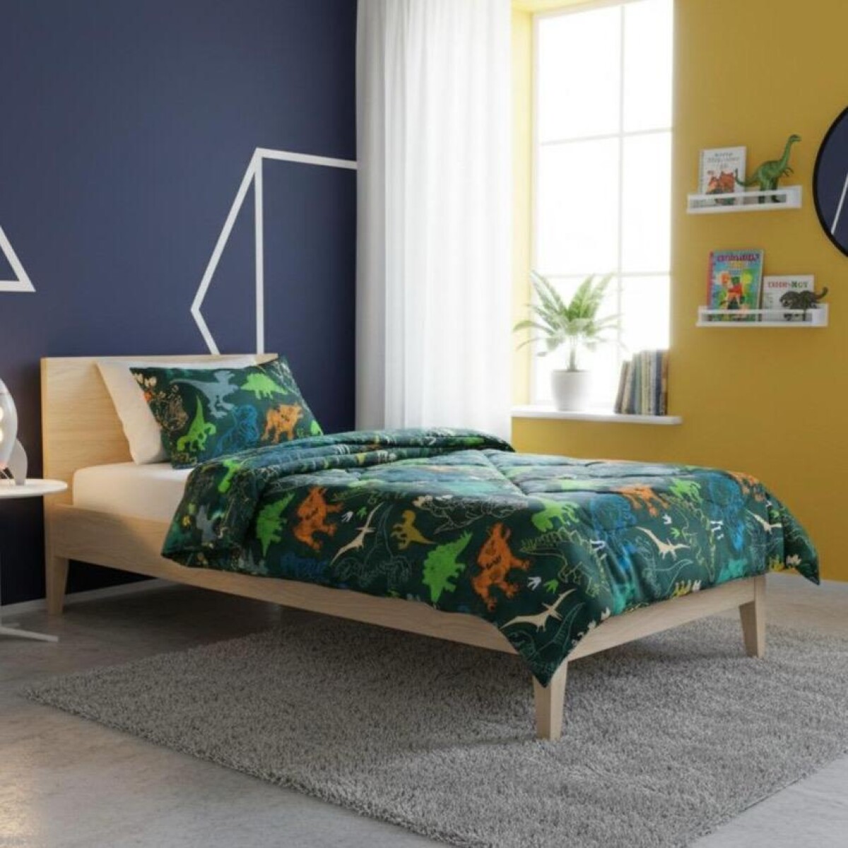 Acolchado Infantil DINOSAURIO VERDE Red Flex 1 Plaza Queen – Abrigo, suavidad y confort 