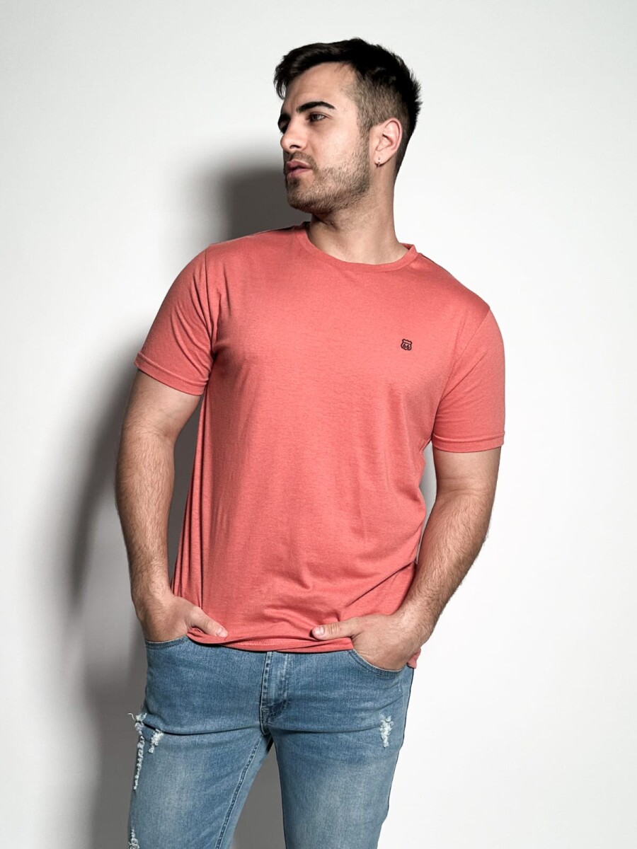 Remera lisa manga corta Timo - Coral Oscuro 
