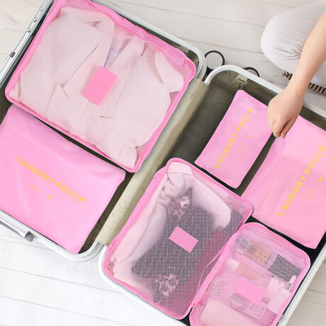 Set x6 Organizador de Valija Mochila Equipaje Viaje Rosa