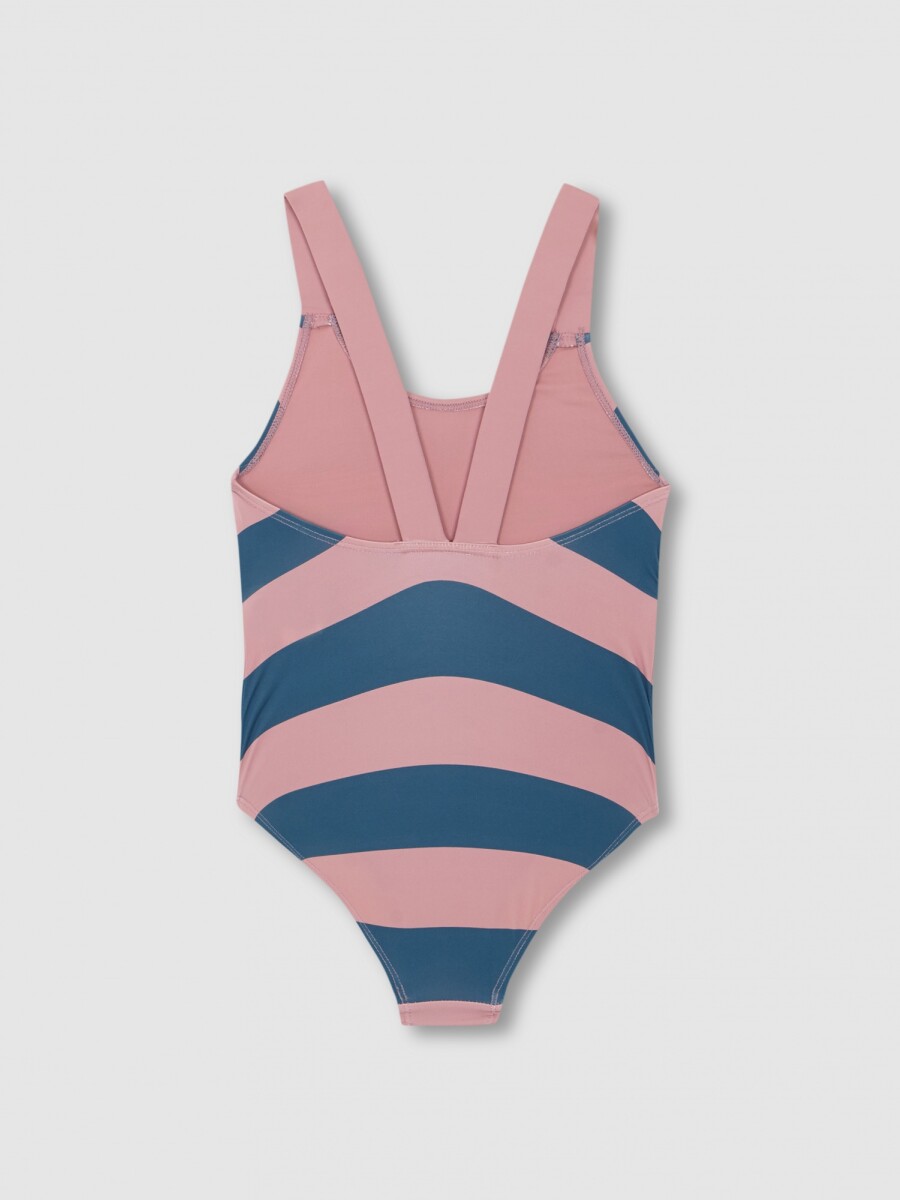 Bañador Rayas Rosa Medio