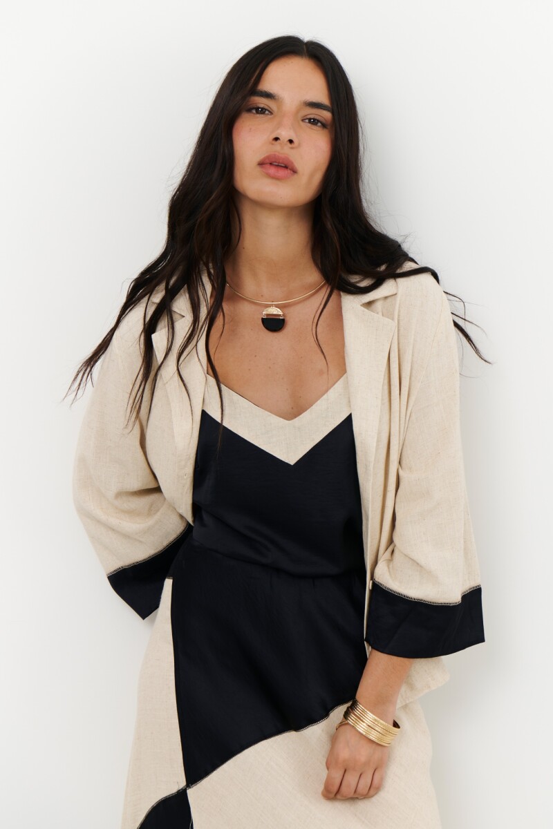 CHAQUETA LINO SATEN NEGRO