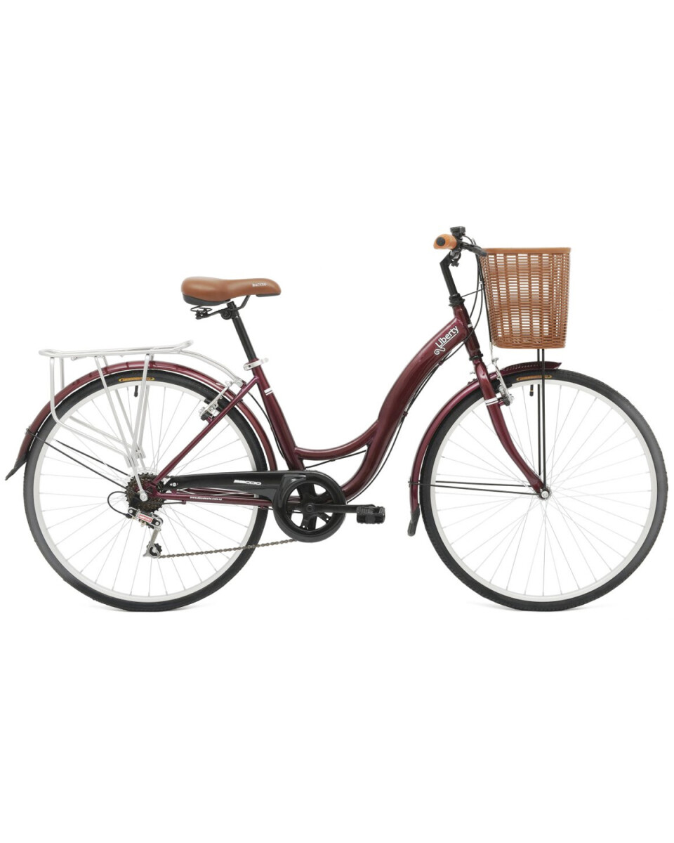 Bicicleta de paseo Baccio Liberty 6V Vintage rodado 26 con 6 cambios, canasto y parrilla - Bordeaux 