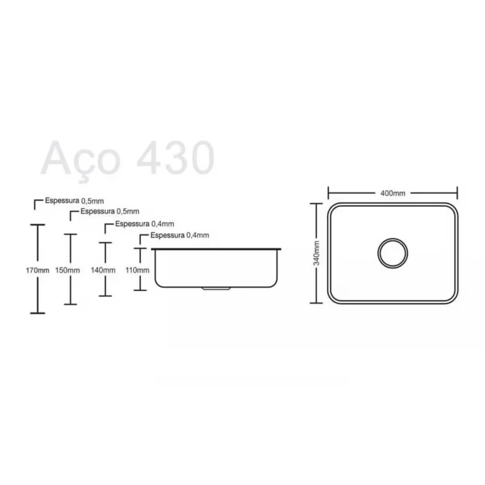 Pileta simple acero inox embutir 40x34x14 Forminox Pileta Simple Acero Inox Embutir 40x34x14 Forminox