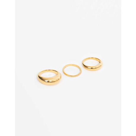 Set De Anillos De Acero Dorado
