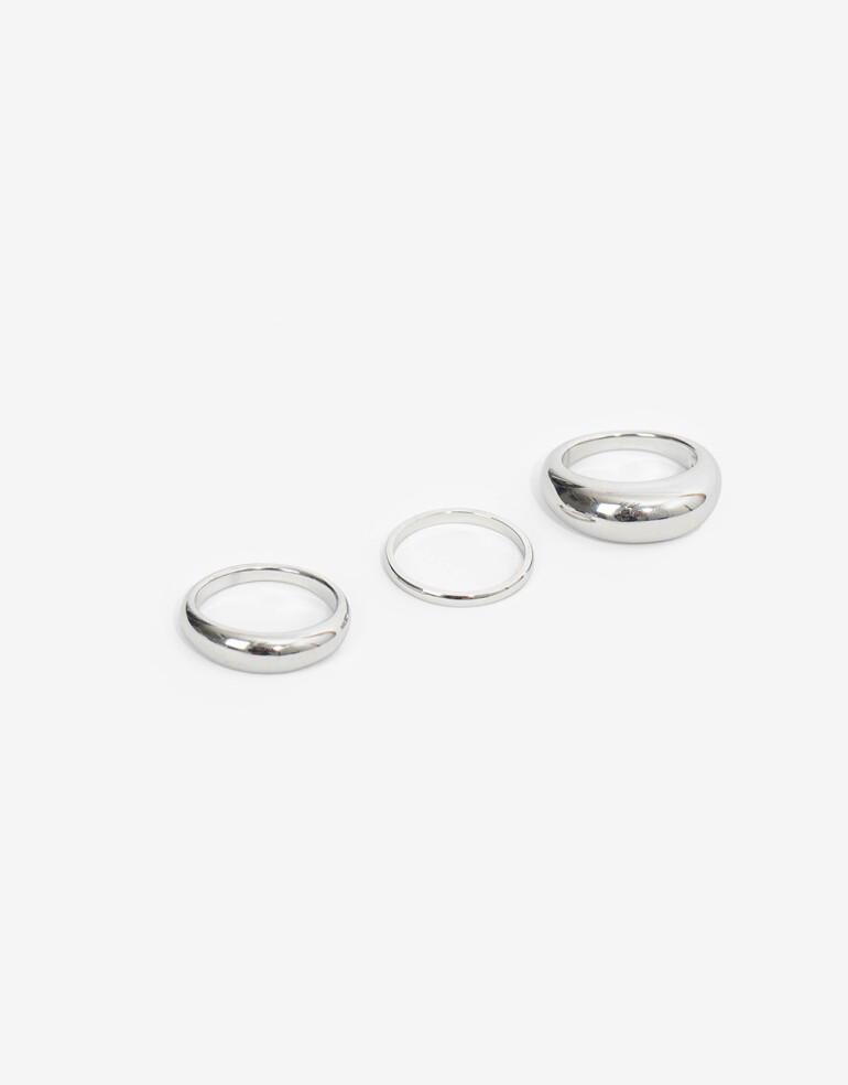 Sets Anillos Metal Set De Anillos De Acero - Plateado