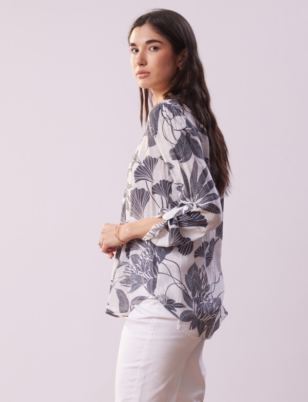 Blusa Gasa Print MULTI/GRIS