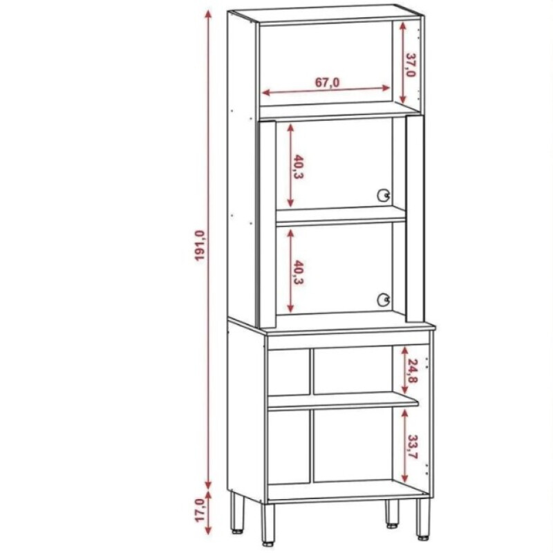 Mueble Duplo AMETISTA para Microondas y Horno 4 Puertas Color Nogueira Off White Mueble Duplo AMETISTA para Microondas y Horno 4 Puertas Color Nogueira Off White