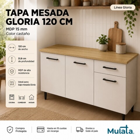 Tapa Mesada Gloria De 120 cm Para Mueble De Cocina - Color Castaño Tapa Mesada Gloria De 120 cm Para Mueble De Cocina - Color Castaño