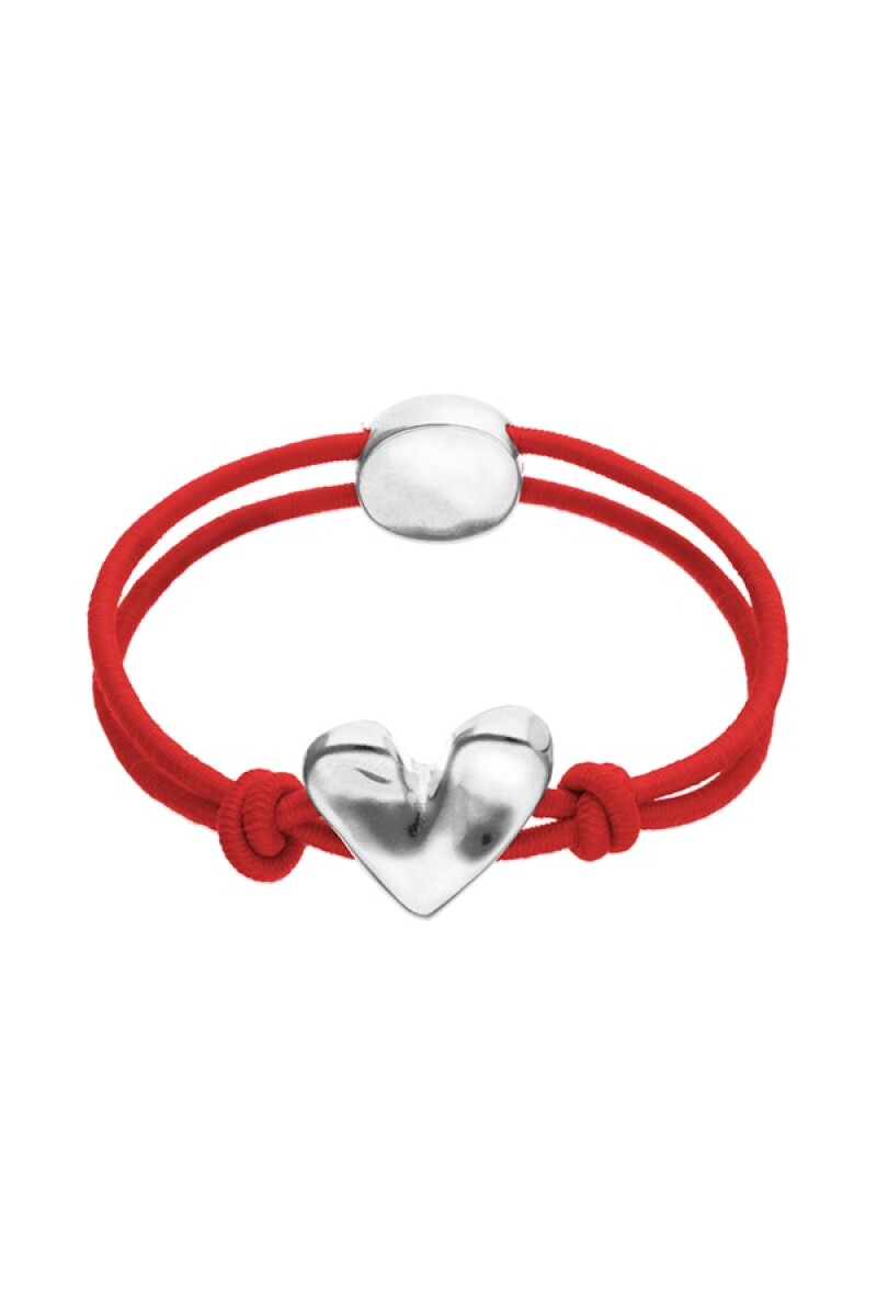 PULSERA DE HILO ELÁSTICO ROJO CON CORAZÓN BAÑADO EN ORO 18K - Pulsera 