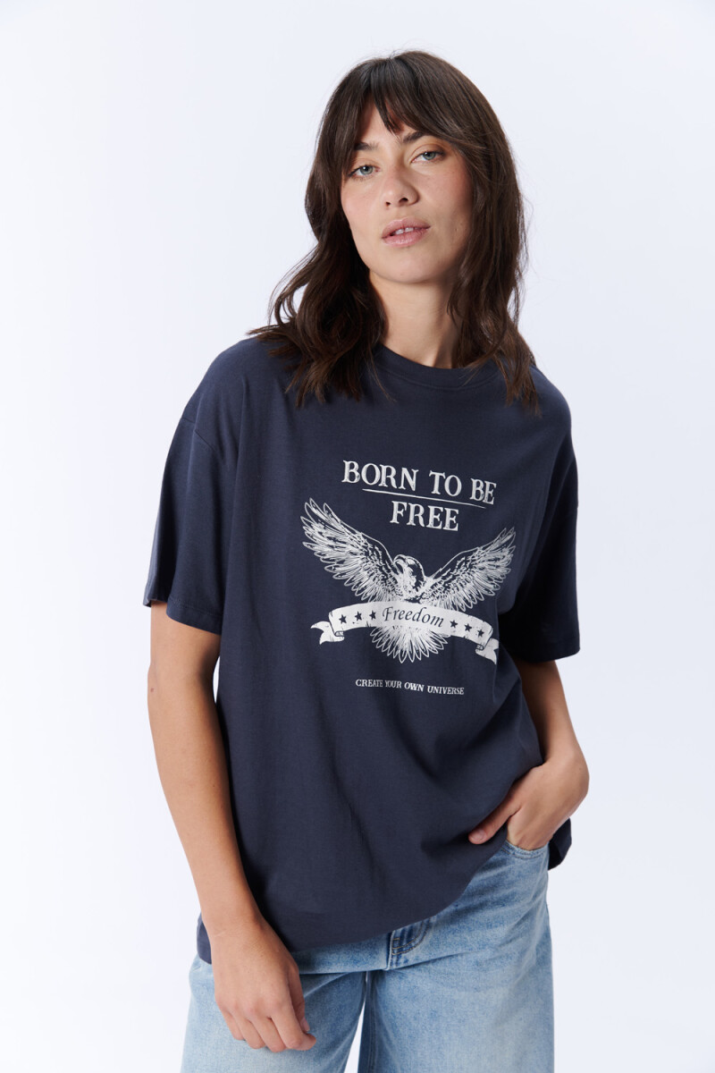 Remera oversize - Estampa águila Gris Oscuro 