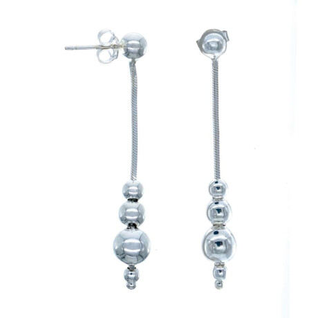 Caravanas Largas De Plata 925 Cuatro Cuentas